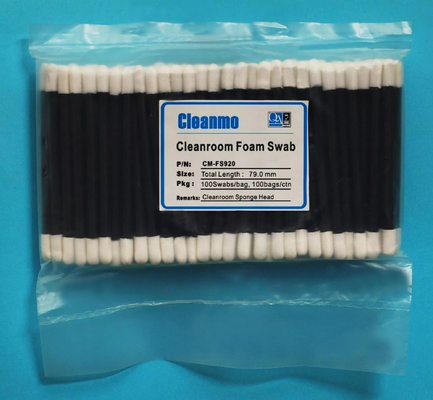 CM FS920 Black Handle Cleanroom Swabs with Round Sponge Head