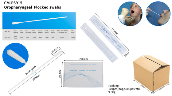 Sterile Medical Swab Sticks Buccal Throat Flocked Pcr Sampling Collection