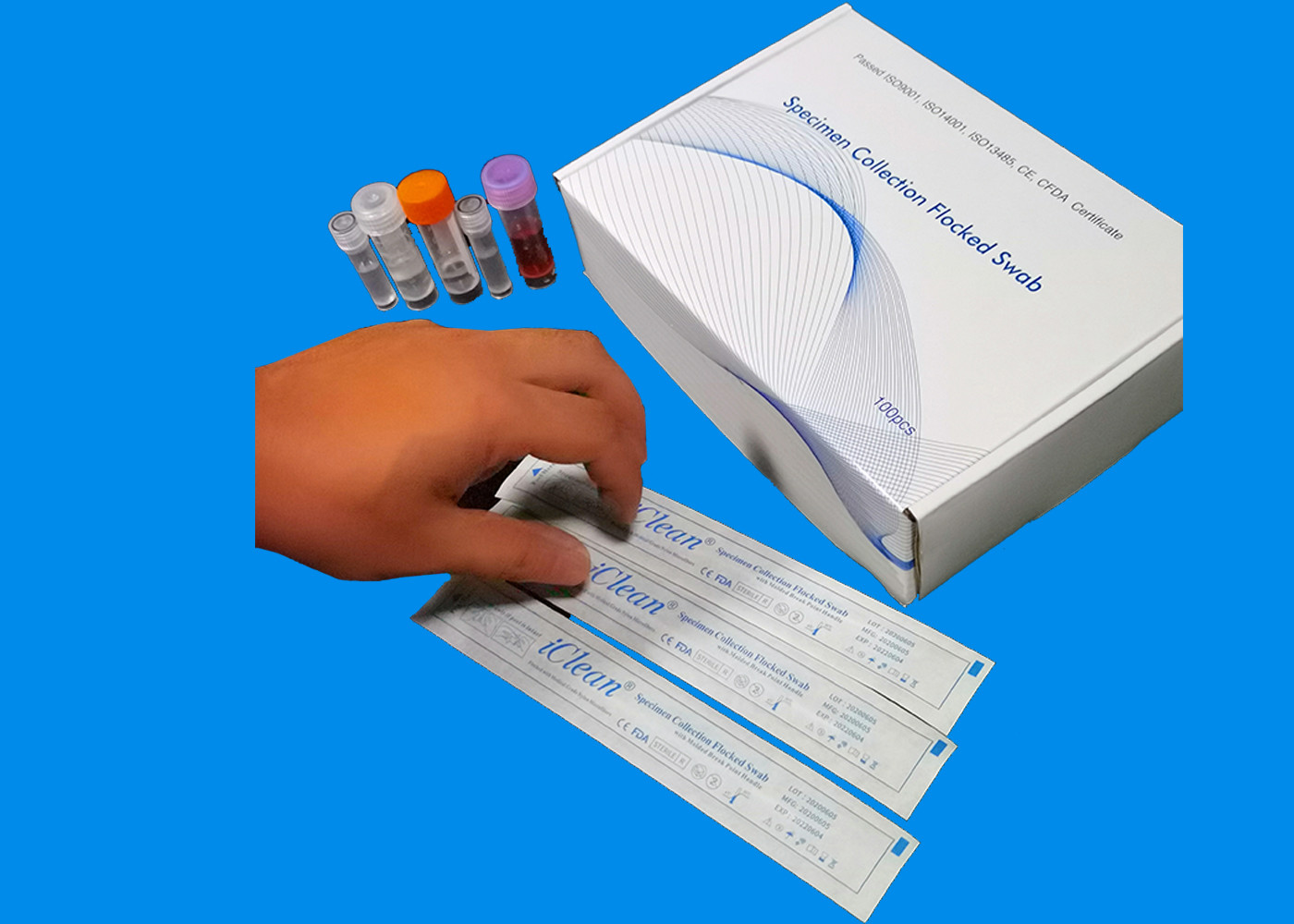 Flocked DNA Buccal Swabs For Sampling Nylon Fiber Sterile Transport